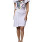 White Printed Viscose Sheath Mini Dress
