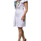 White Printed Viscose Sheath Mini Dress