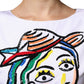 White Printed Viscose Sheath Mini Dress