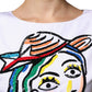 White Printed Viscose Sheath Mini Dress