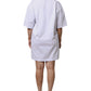 White Logo Print Cotton T-shirt Short Sleeves Mini Dress
