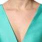 Green Satin Polyester Sleeveless V-neck Layered Dress