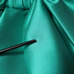 Green Satin Polyester Sleeveless V-neck Layered Dress