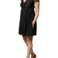 Black Short Sleeves Floral Lace Trim A-line Mini Dress