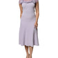 Purple Short Sleeves Floral Lace Trim A-line Midi Dress