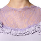 Purple Short Sleeves Floral Lace Trim A-line Midi Dress