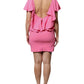 Pink Viscose Short Sleeves Backless Sheath Mini Dress