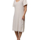Off White Short Sleeves V-neck Shift Midi Dress