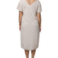 Off White Short Sleeves V-neck Shift Midi Dress