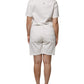 White Cotton Short Sleeves Button Down Romper Dress