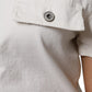White Cotton Short Sleeves Button Down Romper Dress