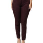Maroon Mid Waist Tapered Skinny Dress Pants