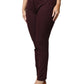 Maroon Mid Waist Tapered Skinny Dress Pants