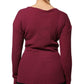 Maroon Jumper Keyhole Knit Pullover Sweater