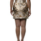 Gold Jacquard Embellished A-line Mini Skirt
