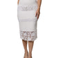White Floral Lace High Waist Pencil Cut Skirt
