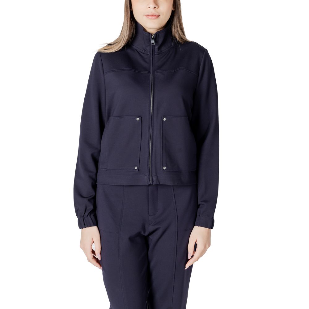 Blue Viscose Jackets & Coat