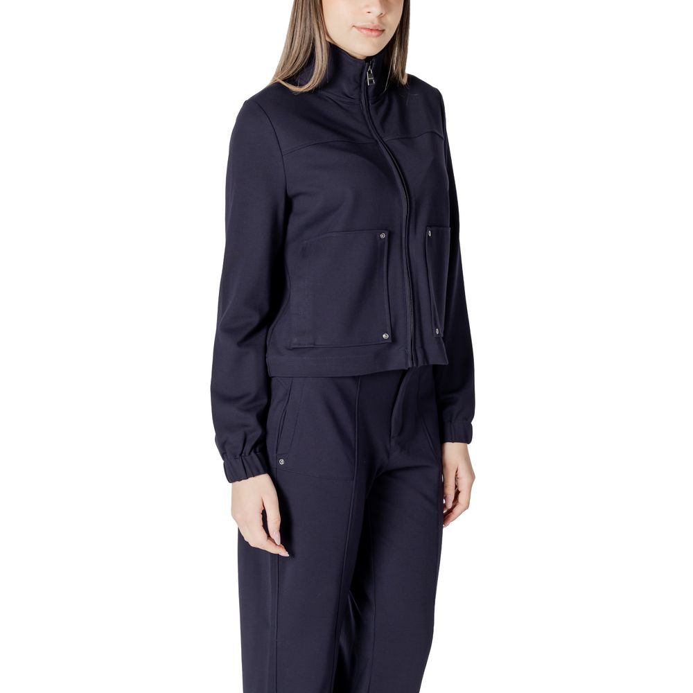 Blue Viscose Jackets & Coat