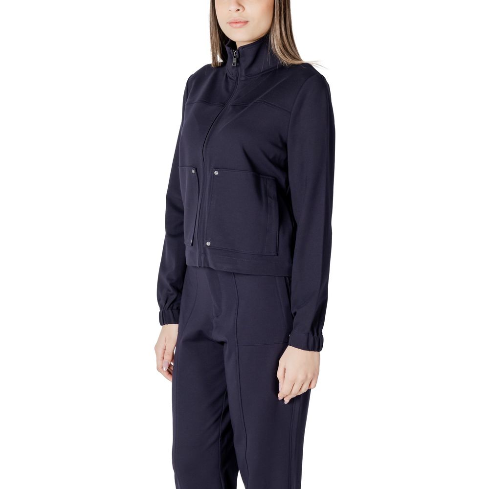 Blue Viscose Jackets & Coat