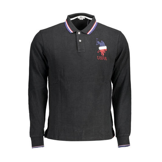 Black Cotton Men Polo Shirt