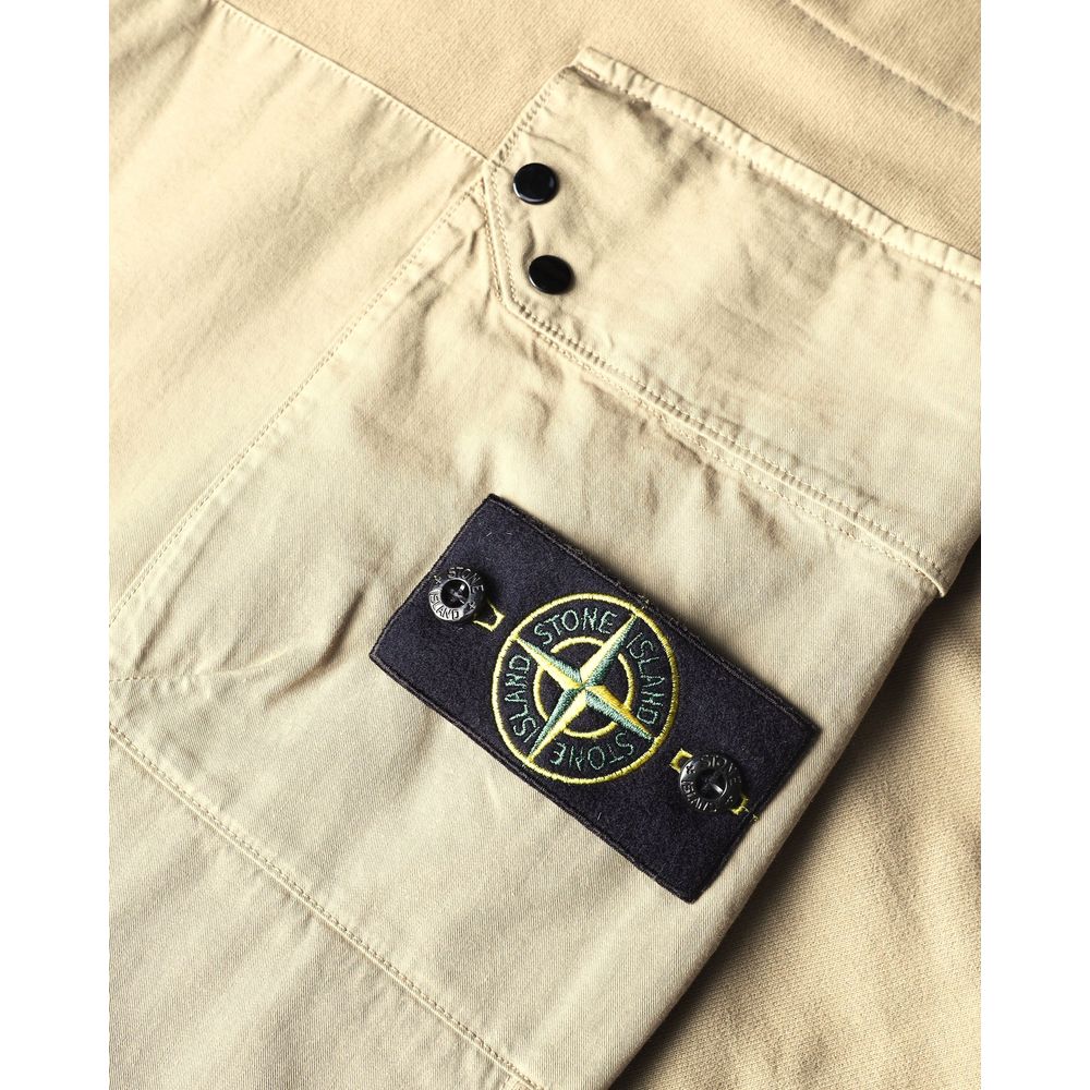 Beige Cotton Men Cargo Trouser