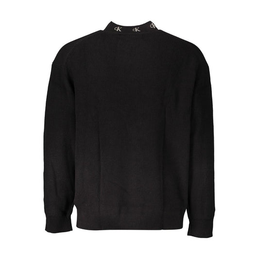 Black Cotton Men Sweater