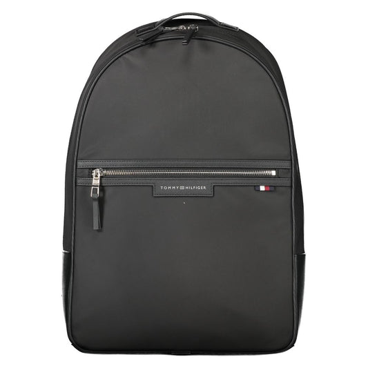 Black Polyester Men Backpack