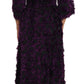 Elegant Fringe Sheath Dress in Purple & Black