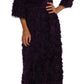 Elegant Fringe Sheath Dress in Purple & Black