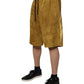 Brown Lambskin Suede Men Bermuda Shorts