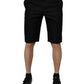 Black Cotton Casual Mid Waist Chino Shorts