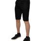 Black Cotton Casual Mid Waist Chino Shorts