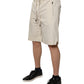 Off White Cotton Stretch Men Bermuda Shorts