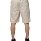 Off White Cotton Stretch Men Bermuda Shorts