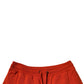 Red Cotton Blend Mid Waist Men Bermuda Shorts