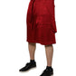 Maroon Viscose Nylon Mid Waist Bermuda Shorts