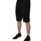 Black Polyester Mid Waist Men Bermuda Shorts