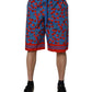 Blue Cherry Print Cotton Men Bermuda Shorts