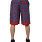 Blue Cherry Print Cotton Men Bermuda Shorts