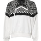 White Black Printed Cotton Sweatshirt Sweater