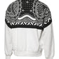 White Black Printed Cotton Sweatshirt Sweater
