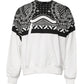 White Black Print Cotton Sweatshirt Sweater