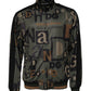 Army Green Polyester Logo Full Zip Sweater