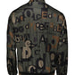 Army Green Polyester Logo Full Zip Sweater