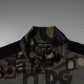 Army Green Polyester Logo Full Zip Sweater