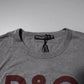 Gray Logo Print Cotton Crew Neck Men T-shirt