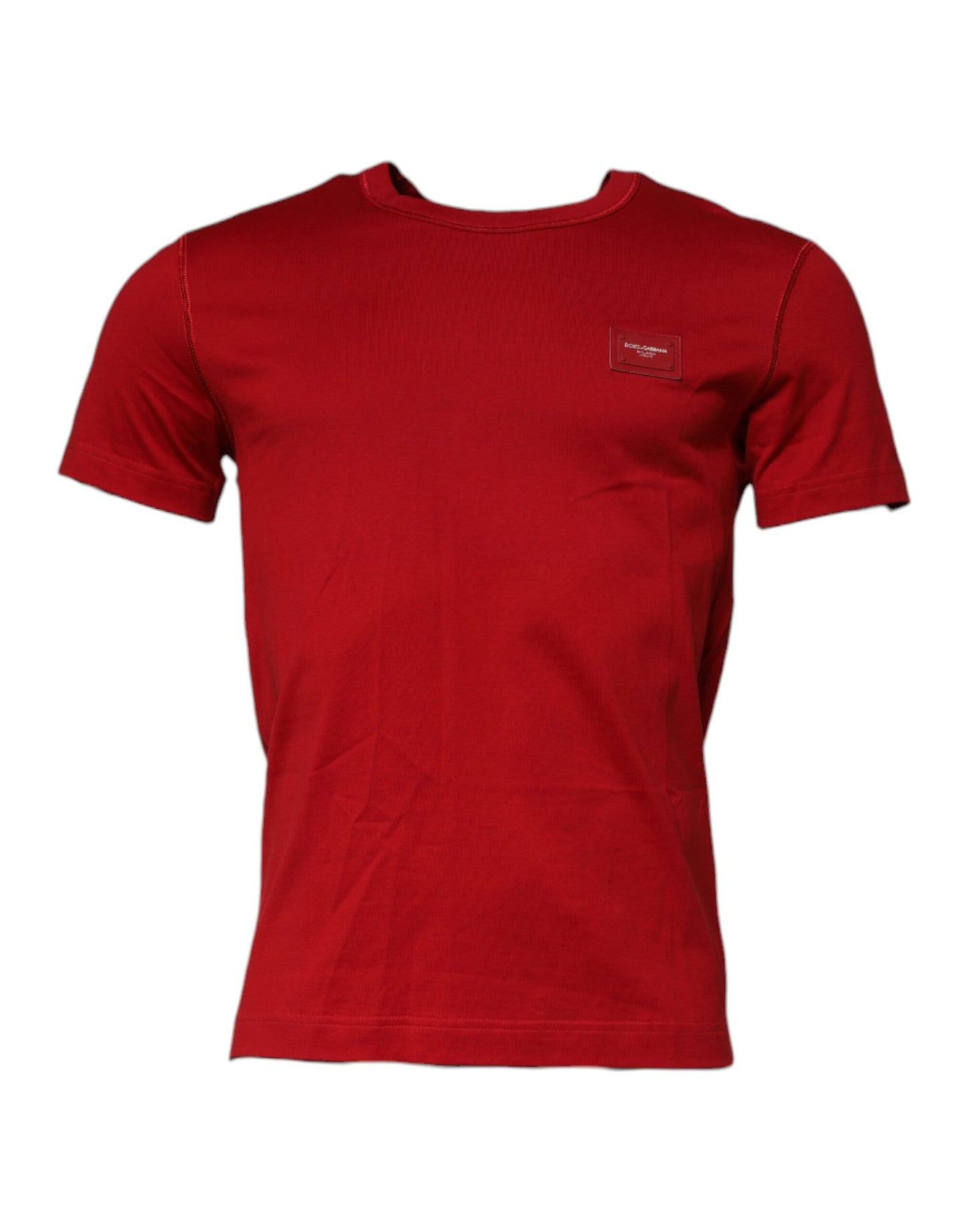 Red Logo Plaque Cotton Crew Neck T-shirt