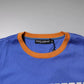 Blue Graphic Print Cotton Crew Neck T-shirt