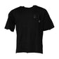 Black Logo Patch Cotton Crew Neck T-shirt