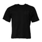 Black Logo Cotton Men Crew Neck T-shirt